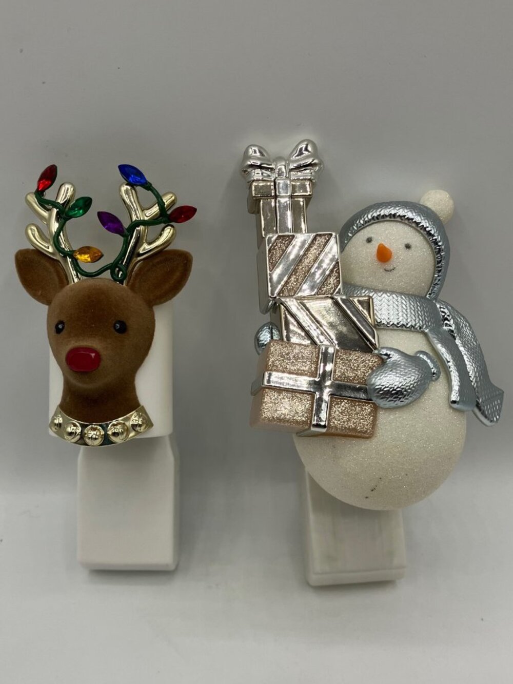 Pair Bath & Body Works Scent Plug Ins Christmas Decor Reindeer and Snowman